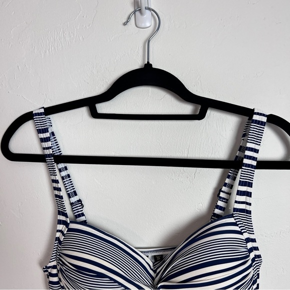 Niptuck swim swimsuit navy white stripe tummy control swimsuit size 8 - Picture 5 of 13